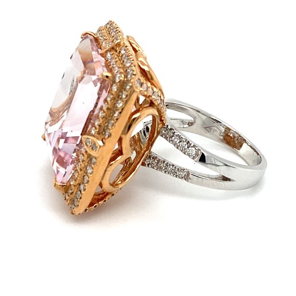 Certified Morganite 46.59ct Diamonds 14K Ring - Picture 6 of 8